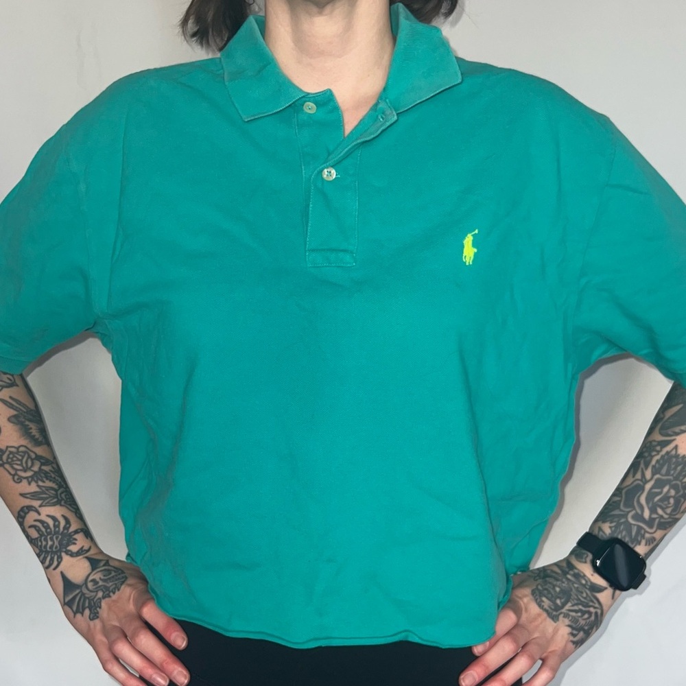 Turquoise Cropped Vintage Ralph Lauren Tee